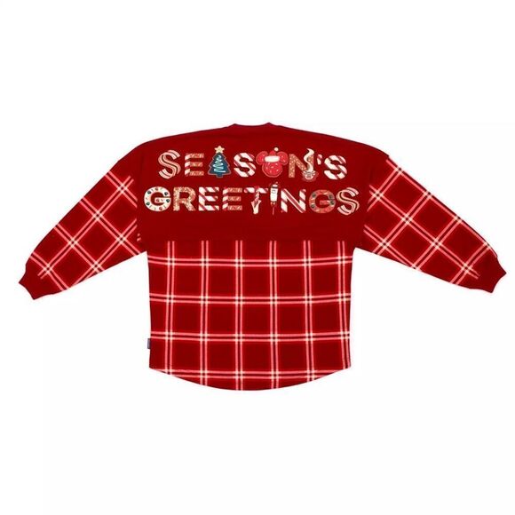 Disney Parks Spirit Jersey Women’s Mickey Mouse Season Greetings Festive Red - Picture 1 of 16